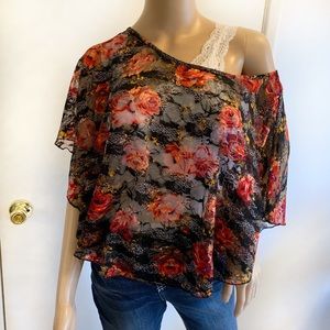 Almost Famous Rose Poncho Blouse